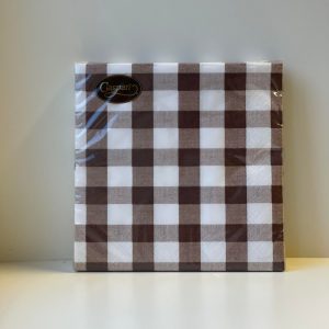 Caspari Servietter Lunsj Gingham Chocolate