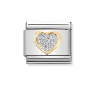 NOMINATION Glitter Links Hjerte Gull