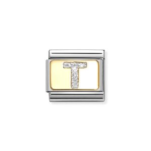 NOMINATION Bokstav Links T Glitter Gull