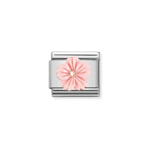 NOMINATION Natur Links Blomst Perlemor Rosegull Rosa