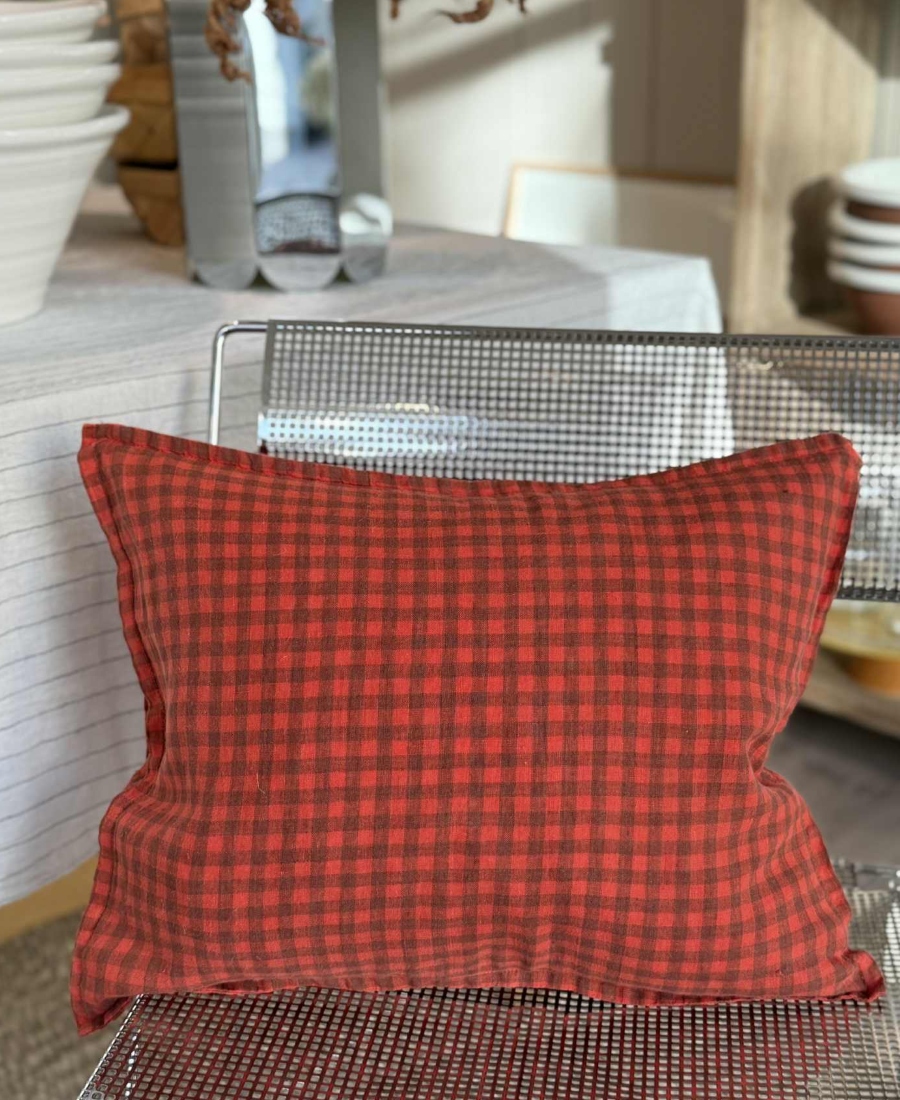 Linge Particulier Putetrekk Red Navy Gingham 35×45