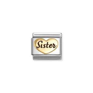 NOMINATION Familie Links Sister Hjerte Gull Sort