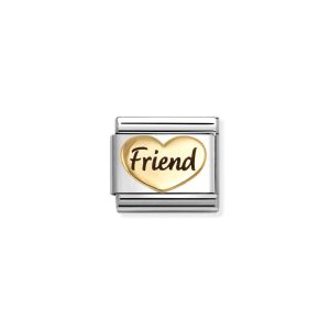 NOMINATION Familie Links Friend Hjerte Gull Sort