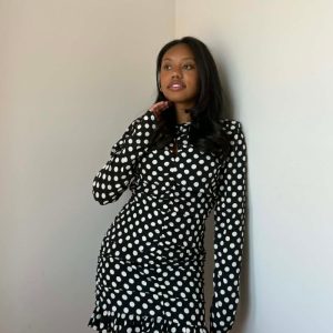 Essentiel Antwerp Jast Ruched Dot Mini Kjole Sort