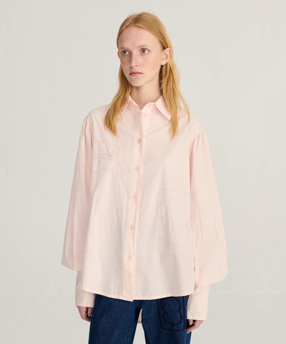 Bobo Choses Plant Seal Embroidery Poplin Skjorte Lys Rosa