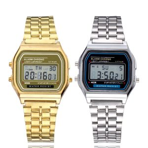 Alarm Chrono LED-klokke retro menn kvinner stoppeklokke
