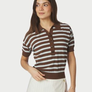 Neo Noir Emira Knit Polo T-skjorte Mørk Brun