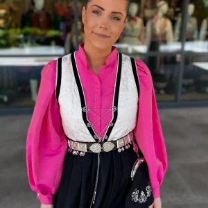 Bunadskjorte i 100% thaisilke rosa