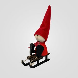 Nisse På Slede Rød 8 cm