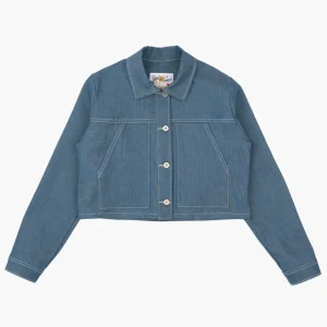 Antique Blue Stretch Denim - Cropped Jacket