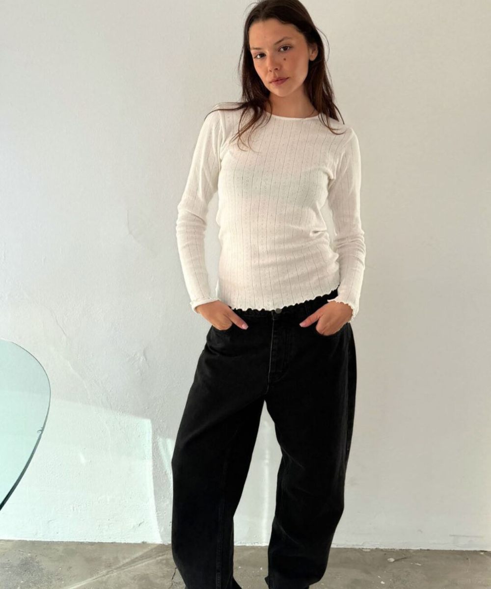 Boii Fenna O-Neck Tee Pointelle Offwhite - Image 4