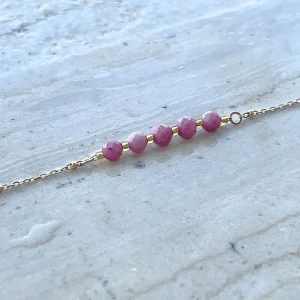 PINK LOVE – 18k gullbelagt armbånd med naturstein