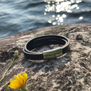 KLASSISK ARMBÅND I EKTE SKINN TIL HERRE - SVART