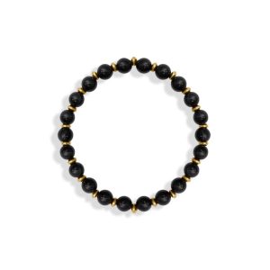 THE ATLAS AGATE – Herrearmbånd i sort agat & 18K PVD-gull
