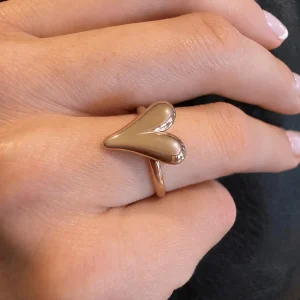 GOLDEN HEART RING - 14K gullbelagt