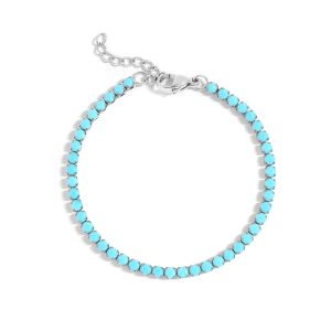 SANTORINI BRACELET – turkis tennisarmbånd i kirurgisk stål