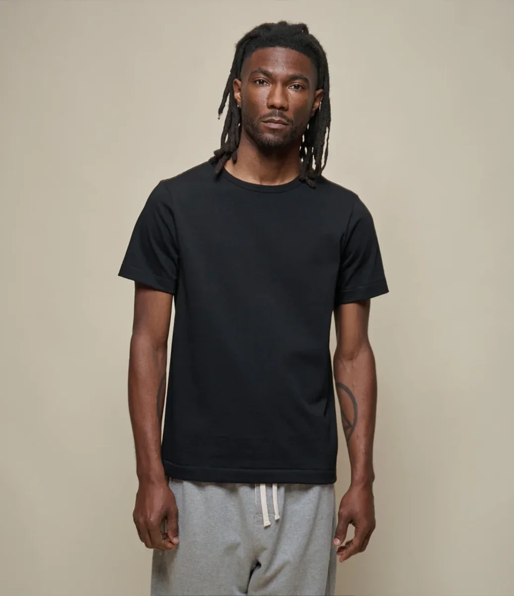 215 Loopwheeled Classic Fit Midweight T-shirt - Black - Image 3